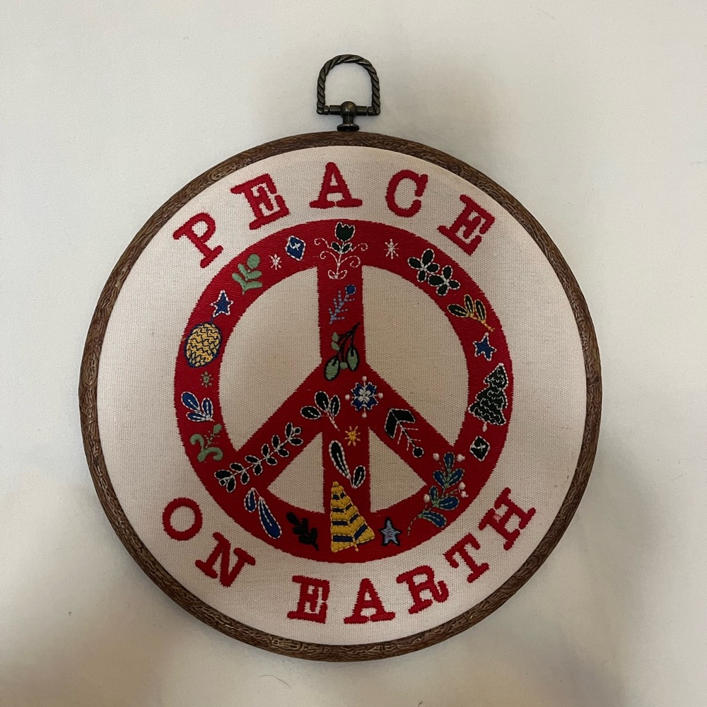 Vintage Peace on Earth Embroidered Wall Art